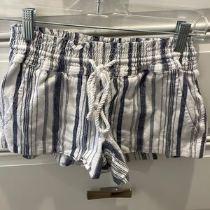 Roxy Girls Navy and White Striped Shorts Size S